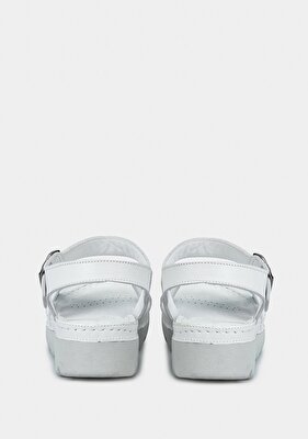 Eclipse Beyaz Deri Kadın Düz Sandalet