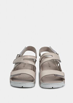 Eclipse Bej Deri Kadın Düz Sandalet