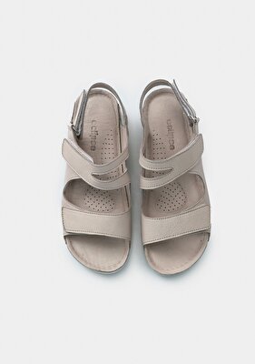 Eclipse Bej Deri Kadın Düz Sandalet