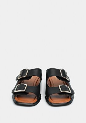 Provoq Siyah Deri Kadın Terlik