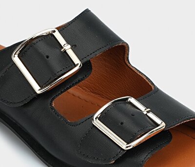 Provoq Siyah Deri Kadın Terlik