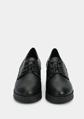 Provoq Siyah Deri Kadın Ayakkabı