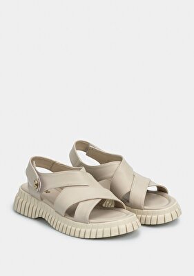 Provoq Bej Kadın Düz Sandalet