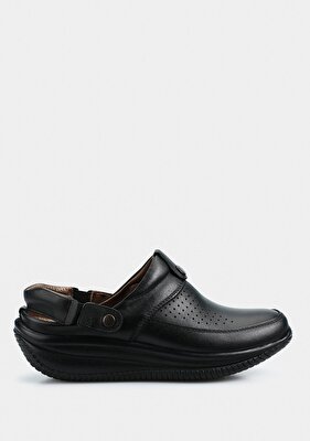 Eclipse Siyah Deri Kadın Konfor Sandalet