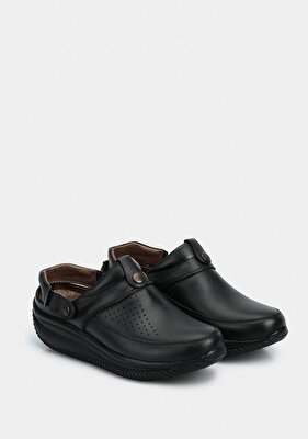 Eclipse Siyah Deri Kadın Konfor Sandalet