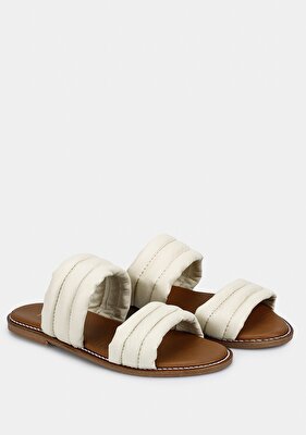 Provoq Ekru Deri Kadın Terlik