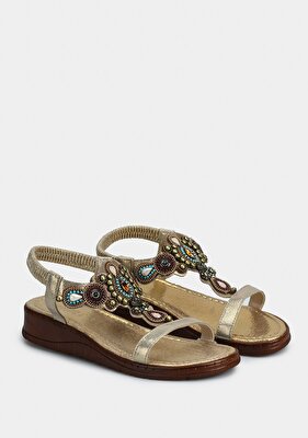 Provoq Altın Kadın Düz Sandalet