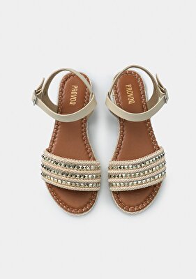 Provoq Bej Kadın Düz Sandalet