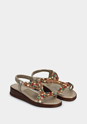 Provoq Altın Kadın Düz Sandalet