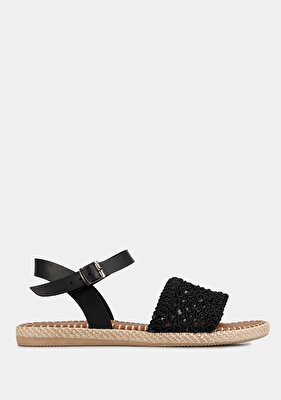 Provoq Siyah Kadın Düz Sandalet