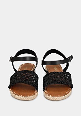 Provoq Siyah Kadın Düz Sandalet