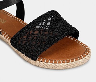 Provoq Siyah Kadın Düz Sandalet