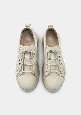 Provoq Bej Deri Kadın Sneaker