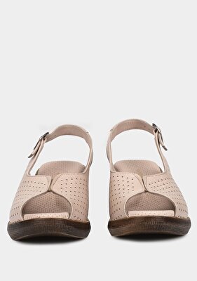 Eclipse Bej Deri Kadın Konfor Sandalet