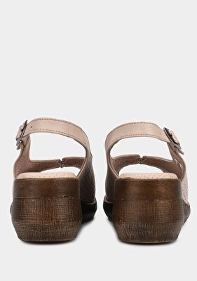 Eclipse Bej Deri Kadın Konfor Sandalet