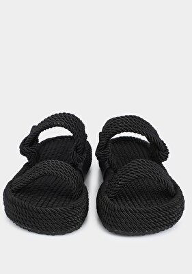 Provoq Siyah Kadın Düz Sandalet