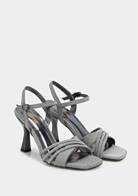 Provoq Platin Kadın Topuklu Sandalet