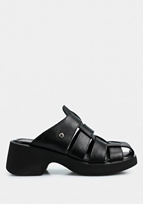 Provoq Siyah Deri Kadın Terlik