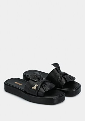 Provoq Siyah Deri Kadın Terlik