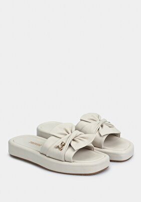 Provoq Ekru Deri Kadın Terlik