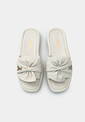 Provoq Ekru Deri Kadın Terlik