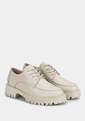 Provoq Bej Deri Kadın Ayakkabı