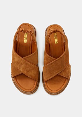 Provoq Taba Deri Kadın Düz Sandalet