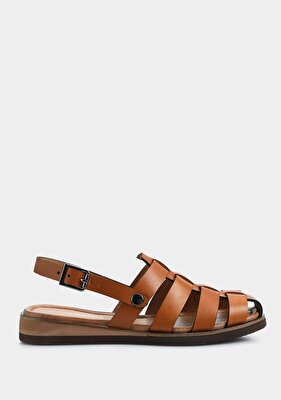 Provoq Taba Deri Kadın Düz Sandalet