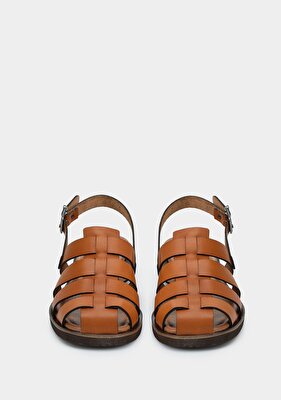 Provoq Taba Deri Kadın Düz Sandalet