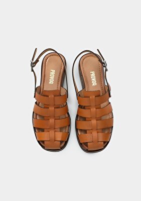 Provoq Taba Deri Kadın Düz Sandalet