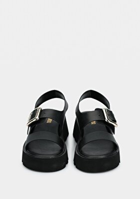 Provoq Siyah Kadın Düz Sandalet