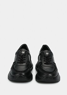 Provoq Siyah Deri Kadın Sneaker