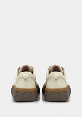 Provoq Ekru Deri Kadın Sneaker