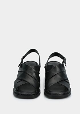 Eclipse Siyah Deri Kadın Topuklu Sandalet