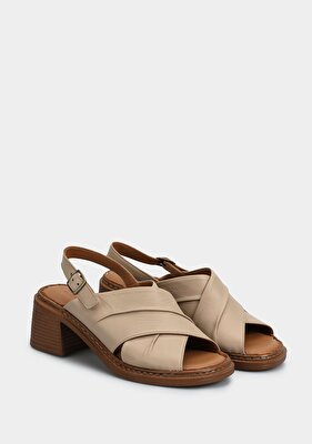 Eclipse Bej Deri Kadın Topuklu Sandalet