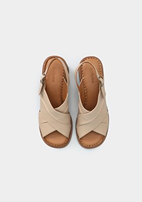 Eclipse Bej Deri Kadın Topuklu Sandalet