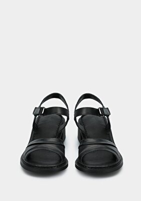 Eclipse Siyah Deri Kadın Topuklu Sandalet