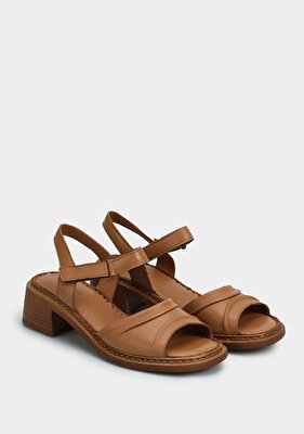 Eclipse Taba Deri Kadın Topuklu Sandalet