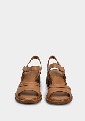 Eclipse Taba Deri Kadın Topuklu Sandalet