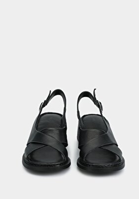 Eclipse Siyah Deri Kadın Topuklu Sandalet