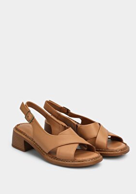 Eclipse Taba Deri Kadın Topuklu Sandalet