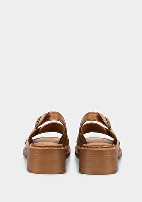 Eclipse Taba Deri Kadın Topuklu Sandalet