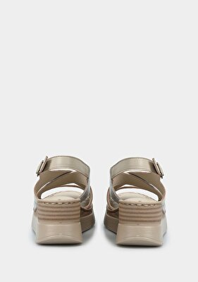 Eclipse Ekru Deri Kadın Topuklu Sandalet