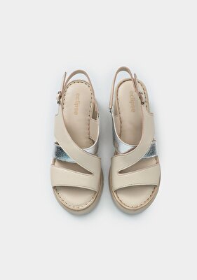 Eclipse Ekru Deri Kadın Topuklu Sandalet