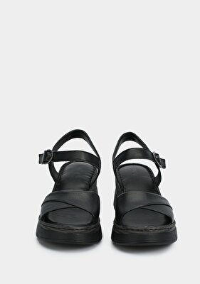 Eclipse Siyah Deri Kadın Topuklu Sandalet