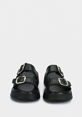 Provoq Siyah Deri Kadın Terlik