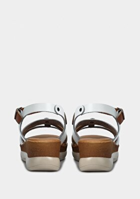 Eclipse Beyaz Deri Kadın Düz Sandalet