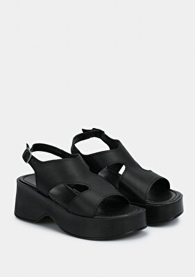 Provoq Siyah Kadın Topuklu Sandalet