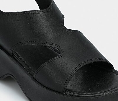 Provoq Siyah Kadın Topuklu Sandalet