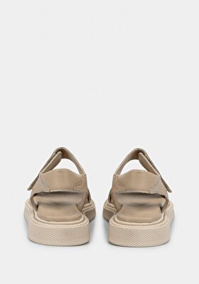 Provoq Bej Deri Kadın Düz Sandalet